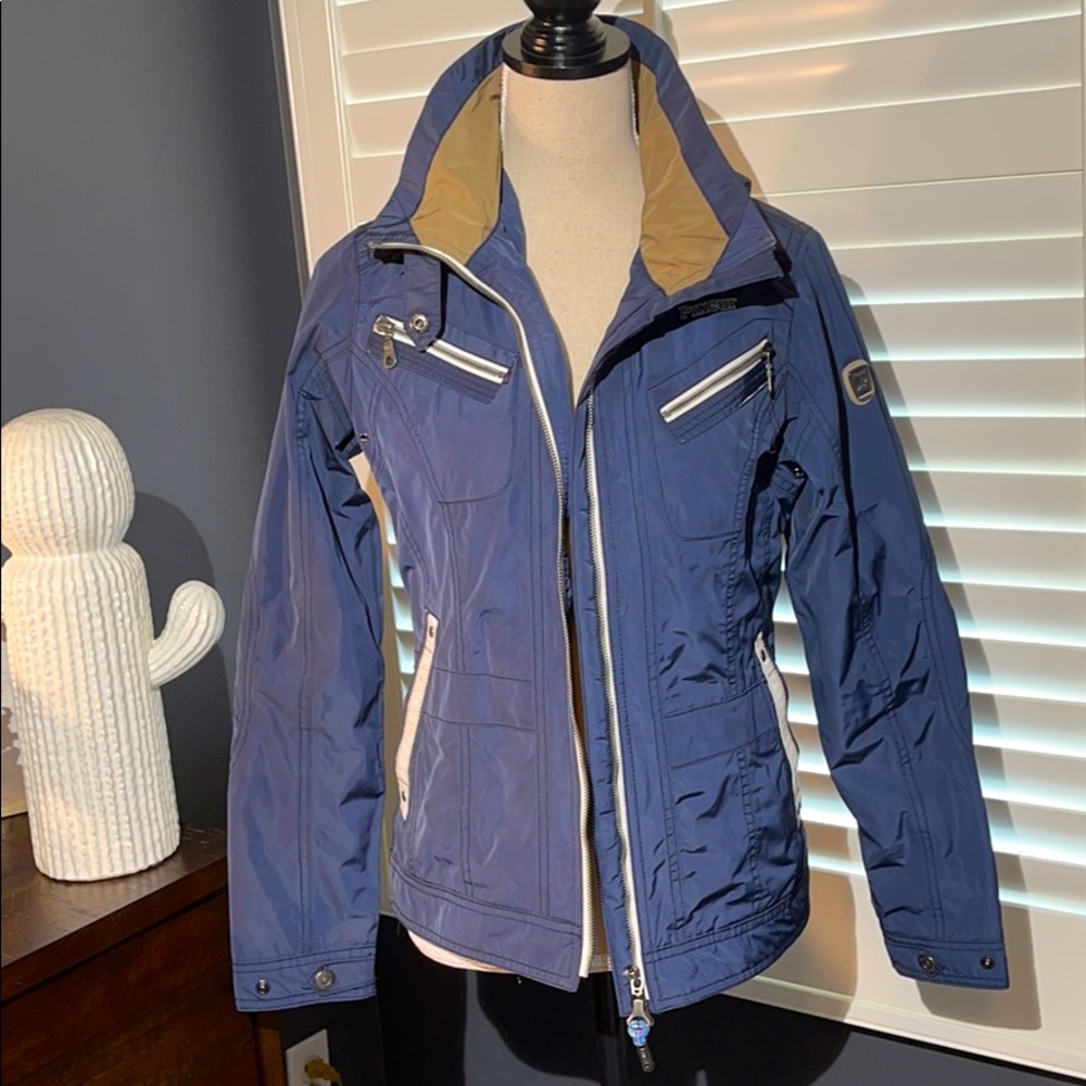 Sz S Pikeur Navy Blue Lined Raincoat